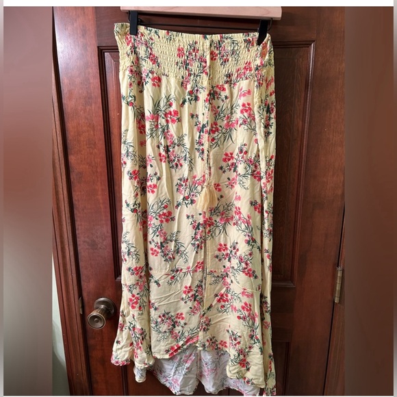 💜 NO BOUNDARIES VTG Cute High low Yellow floral Maxi skirt. Size XXL Juniors - Picture 3 of 7